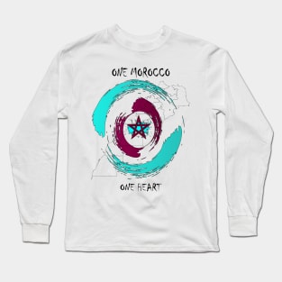 one morocco one heart Proud Morocco Flag Gift Moroccan Lovers For Men's Women's Long Sleeve T-Shirt